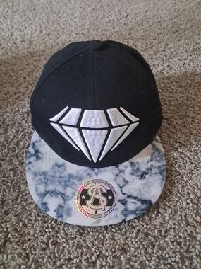 Addiction Black and White Marble Snapback with Holographic Logo
